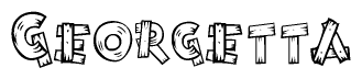 The image contains the name Georgetta written in a decorative, stylized font with a hand-drawn appearance. The lines are made up of what appears to be planks of wood, which are nailed together