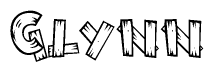 The clipart image shows the name Glynn stylized to look as if it has been constructed out of wooden planks or logs. Each letter is designed to resemble pieces of wood.