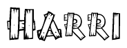 The clipart image shows the name Harri stylized to look like it is constructed out of separate wooden planks or boards, with each letter having wood grain and plank-like details.