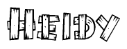 The image contains the name Heidy written in a decorative, stylized font with a hand-drawn appearance. The lines are made up of what appears to be planks of wood, which are nailed together
