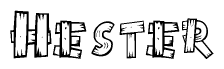 The clipart image shows the name Hester stylized to look like it is constructed out of separate wooden planks or boards, with each letter having wood grain and plank-like details.