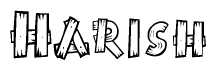 The clipart image shows the name Harish stylized to look like it is constructed out of separate wooden planks or boards, with each letter having wood grain and plank-like details.