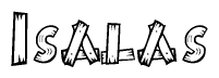 The clipart image shows the name Isalas stylized to look like it is constructed out of separate wooden planks or boards, with each letter having wood grain and plank-like details.