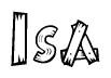 The clipart image shows the name Isa stylized to look like it is constructed out of separate wooden planks or boards, with each letter having wood grain and plank-like details.