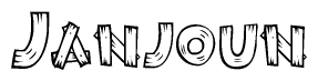 The clipart image shows the name Janjoun stylized to look like it is constructed out of separate wooden planks or boards, with each letter having wood grain and plank-like details.