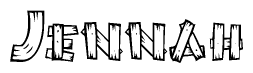 The clipart image shows the name Jennah stylized to look like it is constructed out of separate wooden planks or boards, with each letter having wood grain and plank-like details.