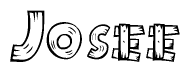 The image contains the name Josee written in a decorative, stylized font with a hand-drawn appearance. The lines are made up of what appears to be planks of wood, which are nailed together