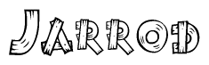 The clipart image shows the name Jarrod stylized to look like it is constructed out of separate wooden planks or boards, with each letter having wood grain and plank-like details.