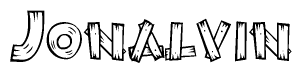 The clipart image shows the name Jonalvin stylized to look like it is constructed out of separate wooden planks or boards, with each letter having wood grain and plank-like details.