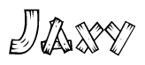 The clipart image shows the name Jaxy stylized to look like it is constructed out of separate wooden planks or boards, with each letter having wood grain and plank-like details.