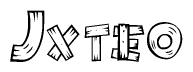 The clipart image shows the name Jxteo stylized to look as if it has been constructed out of wooden planks or logs. Each letter is designed to resemble pieces of wood.