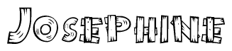 The clipart image shows the name Josephine stylized to look like it is constructed out of separate wooden planks or boards, with each letter having wood grain and plank-like details.