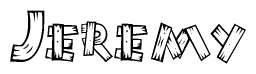 The clipart image shows the name Jeremy stylized to look like it is constructed out of separate wooden planks or boards, with each letter having wood grain and plank-like details.