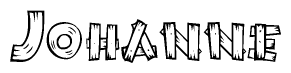 The clipart image shows the name Johanne stylized to look like it is constructed out of separate wooden planks or boards, with each letter having wood grain and plank-like details.