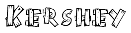 The clipart image shows the name Kershey stylized to look as if it has been constructed out of wooden planks or logs. Each letter is designed to resemble pieces of wood.