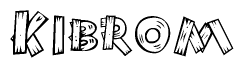 The clipart image shows the name Kibrom stylized to look as if it has been constructed out of wooden planks or logs. Each letter is designed to resemble pieces of wood.