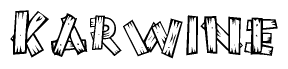 The clipart image shows the name Karwine stylized to look as if it has been constructed out of wooden planks or logs. Each letter is designed to resemble pieces of wood.