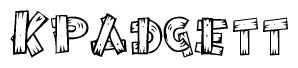 The clipart image shows the name Kpadgett stylized to look like it is constructed out of separate wooden planks or boards, with each letter having wood grain and plank-like details.