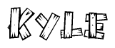 The clipart image shows the name Kyle stylized to look like it is constructed out of separate wooden planks or boards, with each letter having wood grain and plank-like details.