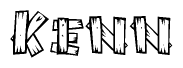 The clipart image shows the name Kenn stylized to look as if it has been constructed out of wooden planks or logs. Each letter is designed to resemble pieces of wood.