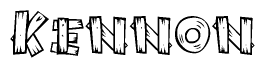 The image contains the name Kennon written in a decorative, stylized font with a hand-drawn appearance. The lines are made up of what appears to be planks of wood, which are nailed together