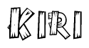 The clipart image shows the name Kiri stylized to look as if it has been constructed out of wooden planks or logs. Each letter is designed to resemble pieces of wood.