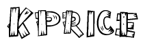 The clipart image shows the name Kprice stylized to look as if it has been constructed out of wooden planks or logs. Each letter is designed to resemble pieces of wood.