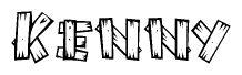 The image contains the name Kenny written in a decorative, stylized font with a hand-drawn appearance. The lines are made up of what appears to be planks of wood, which are nailed together
