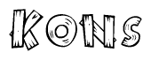 The clipart image shows the name Kons stylized to look like it is constructed out of separate wooden planks or boards, with each letter having wood grain and plank-like details.