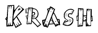 The clipart image shows the name Krash stylized to look as if it has been constructed out of wooden planks or logs. Each letter is designed to resemble pieces of wood.