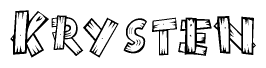 The clipart image shows the name Krysten stylized to look like it is constructed out of separate wooden planks or boards, with each letter having wood grain and plank-like details.