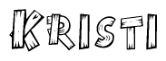 The image contains the name Kristi written in a decorative, stylized font with a hand-drawn appearance. The lines are made up of what appears to be planks of wood, which are nailed together