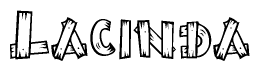 The clipart image shows the name Lacinda stylized to look like it is constructed out of separate wooden planks or boards, with each letter having wood grain and plank-like details.