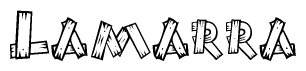 The clipart image shows the name Lamarra stylized to look like it is constructed out of separate wooden planks or boards, with each letter having wood grain and plank-like details.