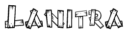 The clipart image shows the name Lanitra stylized to look like it is constructed out of separate wooden planks or boards, with each letter having wood grain and plank-like details.