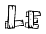 The clipart image shows the name Le stylized to look like it is constructed out of separate wooden planks or boards, with each letter having wood grain and plank-like details.