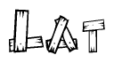 The image contains the name Lat written in a decorative, stylized font with a hand-drawn appearance. The lines are made up of what appears to be planks of wood, which are nailed together