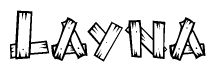 The clipart image shows the name Layna stylized to look like it is constructed out of separate wooden planks or boards, with each letter having wood grain and plank-like details.