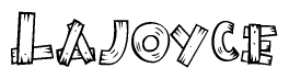 The clipart image shows the name Lajoyce stylized to look like it is constructed out of separate wooden planks or boards, with each letter having wood grain and plank-like details.