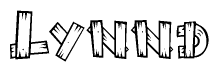 The image contains the name Lynnd written in a decorative, stylized font with a hand-drawn appearance. The lines are made up of what appears to be planks of wood, which are nailed together
