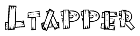 The image contains the name Ltapper written in a decorative, stylized font with a hand-drawn appearance. The lines are made up of what appears to be planks of wood, which are nailed together