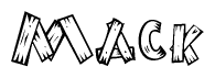The clipart image shows the name Mack stylized to look like it is constructed out of separate wooden planks or boards, with each letter having wood grain and plank-like details.