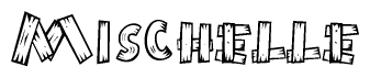 The clipart image shows the name Mischelle stylized to look like it is constructed out of separate wooden planks or boards, with each letter having wood grain and plank-like details.