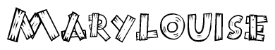 The image contains the name Marylouise written in a decorative, stylized font with a hand-drawn appearance. The lines are made up of what appears to be planks of wood, which are nailed together