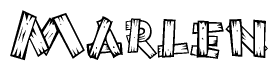 The clipart image shows the name Marlen stylized to look like it is constructed out of separate wooden planks or boards, with each letter having wood grain and plank-like details.