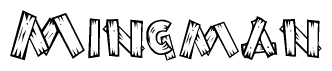 The clipart image shows the name Mingman stylized to look as if it has been constructed out of wooden planks or logs. Each letter is designed to resemble pieces of wood.