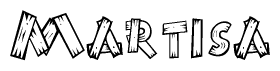 The clipart image shows the name Martisa stylized to look as if it has been constructed out of wooden planks or logs. Each letter is designed to resemble pieces of wood.