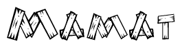 The clipart image shows the name Mamat stylized to look as if it has been constructed out of wooden planks or logs. Each letter is designed to resemble pieces of wood.