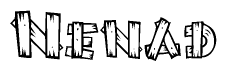 The image contains the name Nenad written in a decorative, stylized font with a hand-drawn appearance. The lines are made up of what appears to be planks of wood, which are nailed together