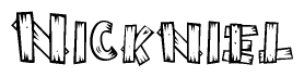 The clipart image shows the name Nickniel stylized to look like it is constructed out of separate wooden planks or boards, with each letter having wood grain and plank-like details.